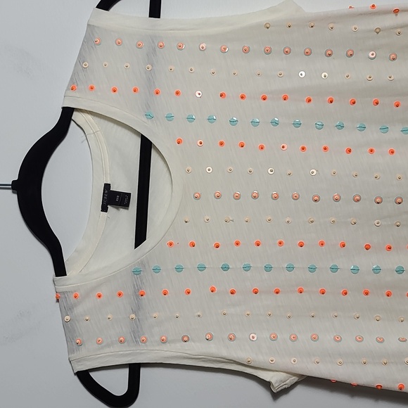 J. CREW Stacked Sequin 100% Cotton Sleeveless Tank Top in Cream Size XXS - Picture 7 of 16